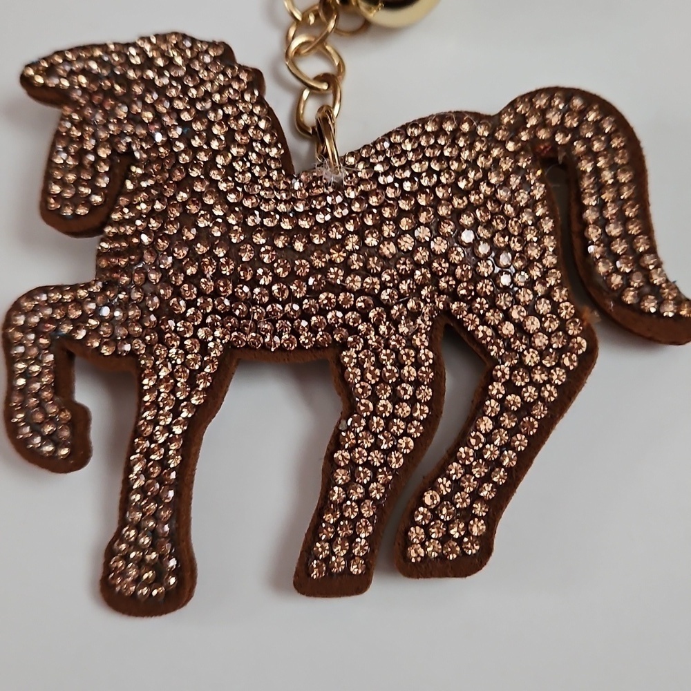 Unicorn Rhinestone Encrusted Bag Charm Key Chain with Tassel New - Picture 2 of 4